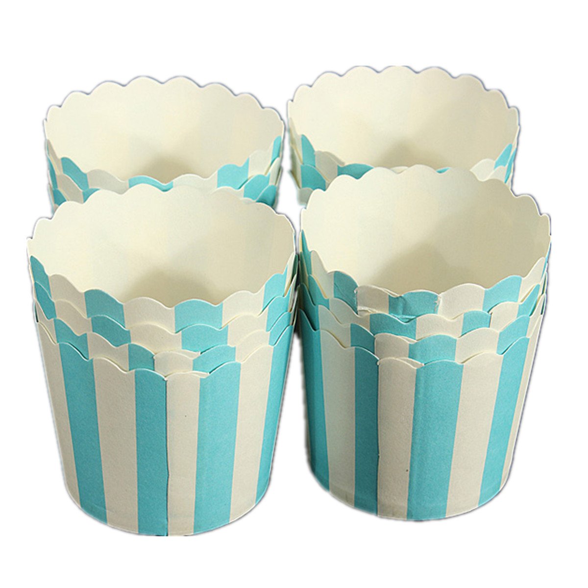 50 X Cupcake Paper Cake Case Baking Cups Dessert Cup,Blue Striped FP6